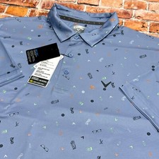 Callaway Mens XL Opti-Dri Allover Print Essentials Print Golf Polo In Chambray