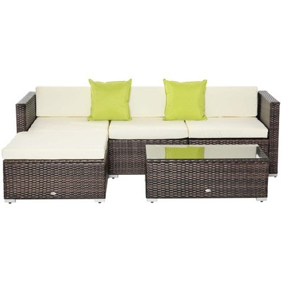Wasserdicht 4-Sitzer Garten Rattan Möbel Rattan Sofa Garnitur Anbausofa Kaffee