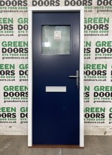 THIN NARROW FLAT ENTRANCE DOOR FIRE RATED FROSTED LAMINATED GLASS EXTERNAL FRONT