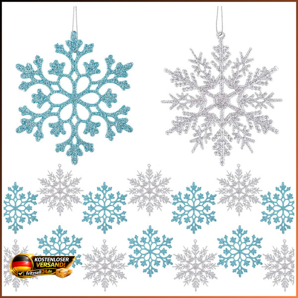 Schneeflocken Weihnachtsdeko 24 StüCk Glitter HäNgende Ornamente-image