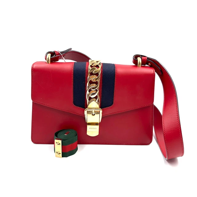H018 Gucci Red Small Sylvie Leather Shoulder Bag Multiplecolors