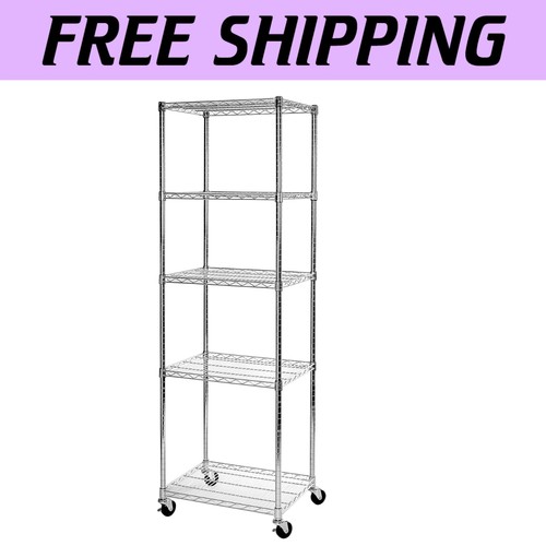 Versatile Scaffale in Filo di Acciaio Regolabile a 5 Livelli - 24"W x 18"P, Capacità 4000 libbre