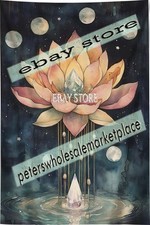 Lunar Lotus Tapestry Mystic Sacred Blossom Egyptian lotus bloom 39X59 in