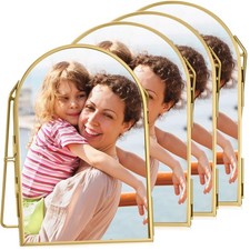 4 Pcs 4 x 6 Inch Double Glass Frame for Pressed Flowers Vintage Metal Gold Fl...