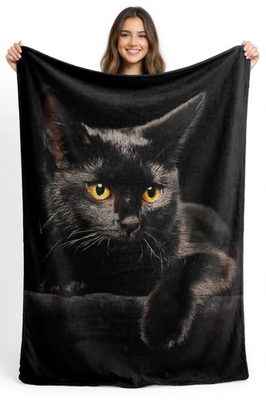 #ad #ad Aesthetic Black Cat Design Flannel Blanket Cozy Home Decor Throw $25.77