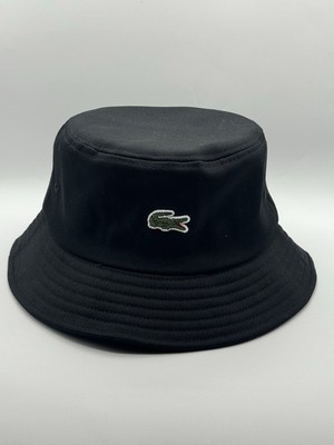Black Lacoste Bucket Hat Mini Croc Logo