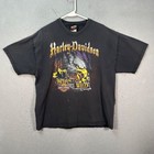 VTG Harley Davidson Motorcycles Born Wild T Shirt XL Black Biker Eagle Pig Trail