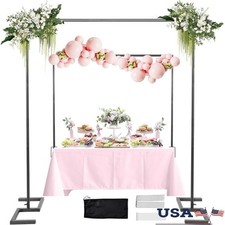 8.2FT Square Wedding Arch Metal Arch Backdrop Stand Heavy Duty Adjustable Black