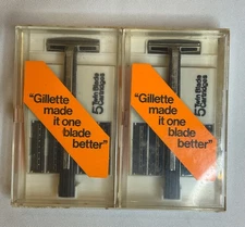 Gillette Razor And Twin Blade Cartridges Lot Of 2 New Old Stock