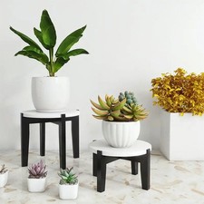 Outdoor Indoor Round Wooden Plant Stand Planter Flower Pot Garden Shelf Shelving