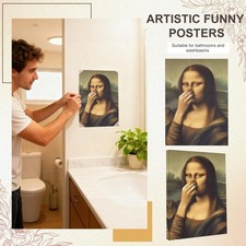 Mona Lisa Funny Bathroom Framed Wall Art Poster Canvas Print Picture Home Decor