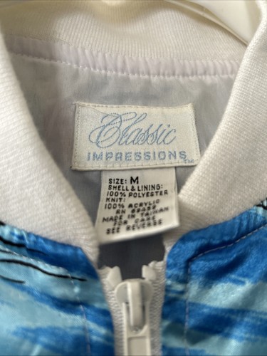 Vintage 90s Women’s Paris Theme Nylon Resort Sailing Jacket Medium Blue White - Picture 2 of 22