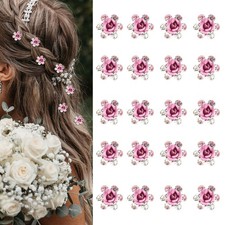 YISSION 20pcs Mini Pink  Red Flower Hair Pins - 20 Count Pack of 1 ,