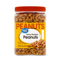 Great Value Honey Roasted Peanuts, 34.5 oz Pack of 2 