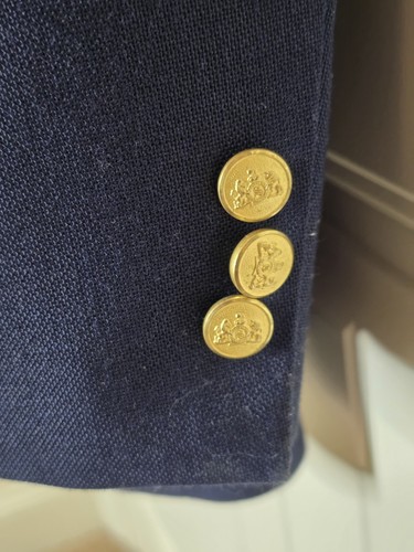 Vintage Stafford Blazer Herren 44R dunkelblau Wollmischung Goldknopf Sport Mantel Jacke - Bild 6 von 14