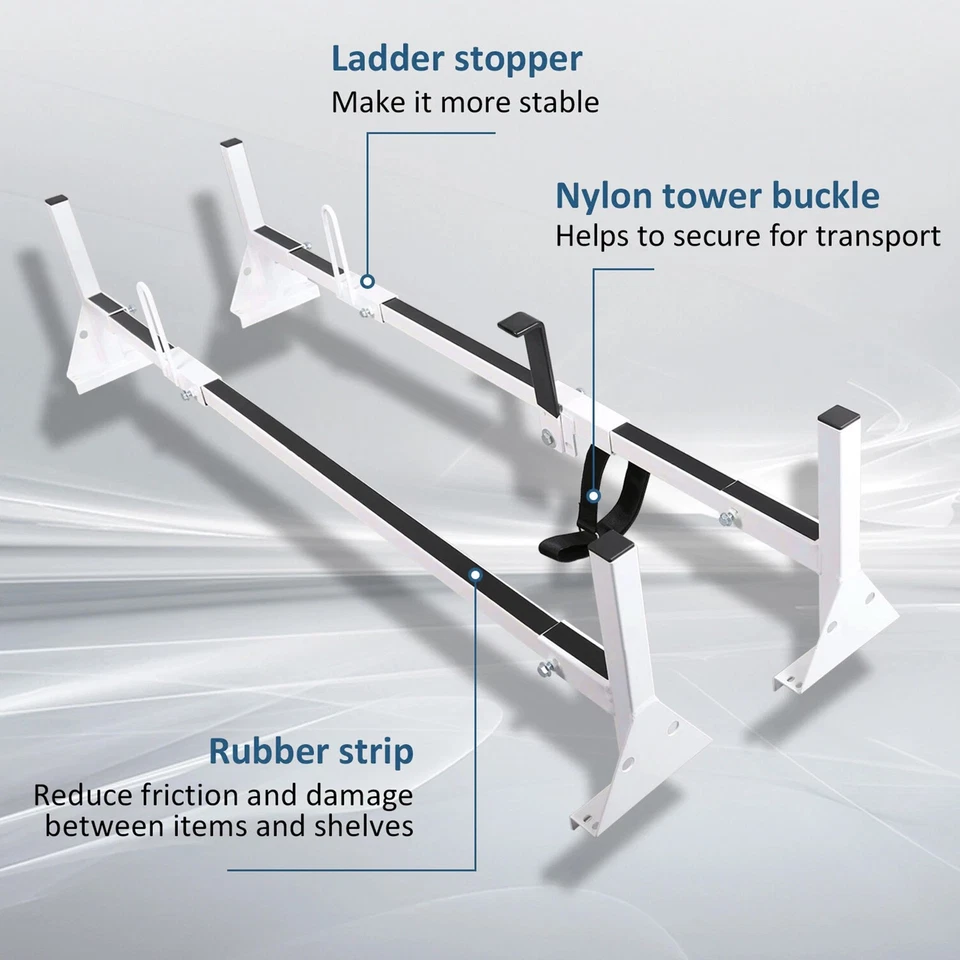 2-Bar Van Roof Ladder Rack Cross Bar For Ford E-150 E-250 E-350 E-Series 1996-UP - Изображение 3 из 4