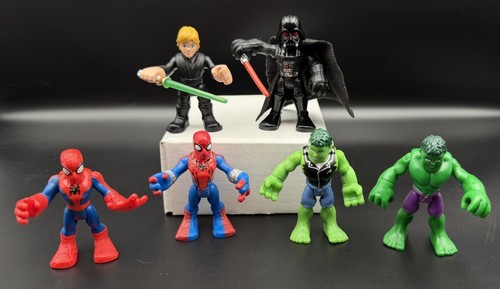 Playskool Marvel Super Heroes Spiderman Hulk figure e Star Wars Darth Luke - Foto 1 di 13