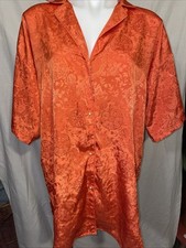 Vintage Victoria's Secret Gold Label Womens Size M L Orange Satin Night Shirt