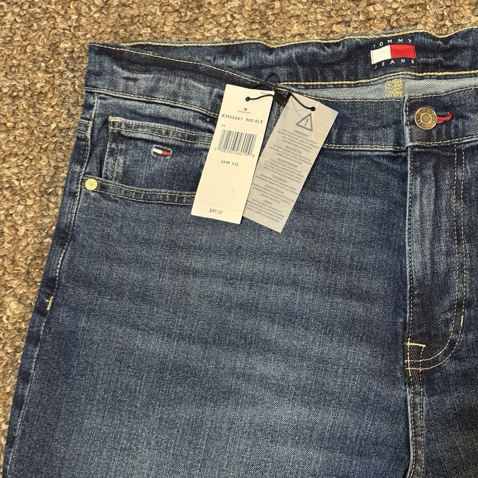 Tommy Hilfiger Men’s Jeans Size 36/32 Blue Denim Slim Fit NWT thumbnail 3