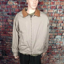 Towne by London Fog Men's Large Beige Full-Zip LS Jacket EUC 