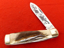 Taylor Japan Elk Horn Japan 5.25" Closed 1979 Stag Gunstock Jack Knife MINT