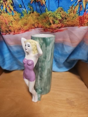 Vintage (1951) Kleine & Co. Ceramic Mug Girl Signed 7.25 Tall