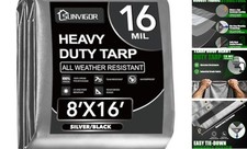  Tarp Waterproof 8x16Ft, Extra Thick 16 Mil Heavy Duty Tarp Cover, Tear & Fade 
