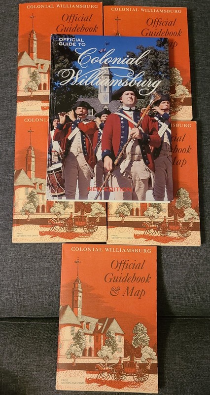 5 Colonial Williamsburg Official Guidebook  Map Paperback 1976 & 1 HC Guide Book
