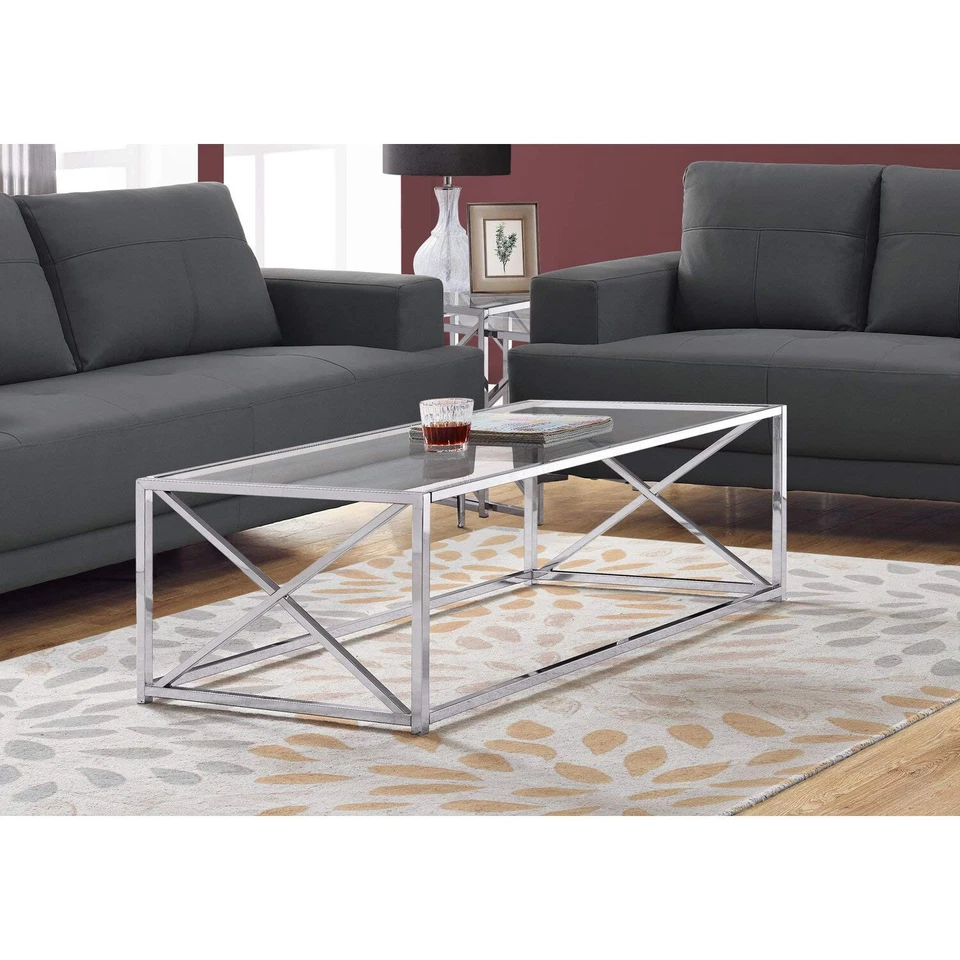 Monarch Specialties I COFFEE TABLE, CHROME - Image 2 of 4
