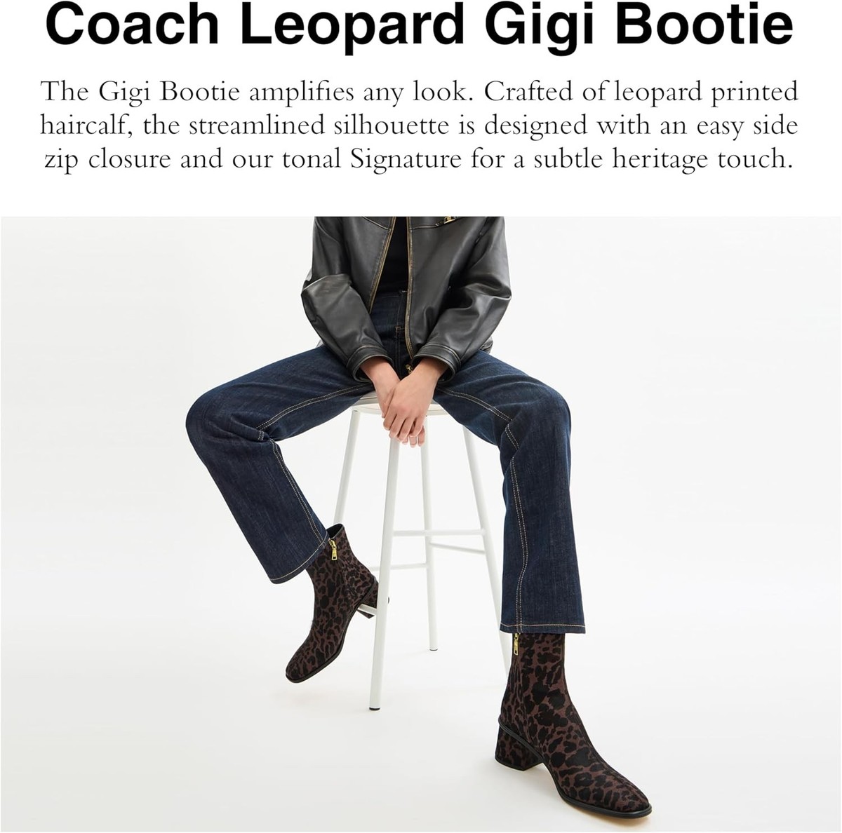 COACH Women's (size 7 B) Gigi Leather Boots- Dark Leopard for sale