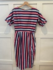 ASOS Women?s Striped Cotton 60s Style Pencil Midi Dress Size 10