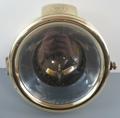 Antique Brass Dietz Victor 7 Acetylene Headlight Lamp Glass 8 3/4'' Lens Rare!