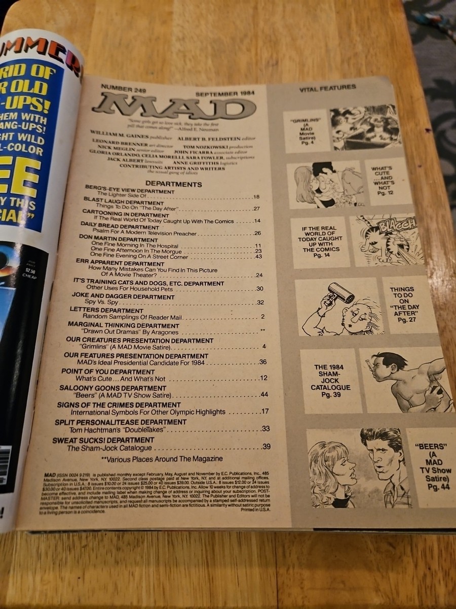 MAD MAGAZINE NO. 249 SEPTEMBER 1984 GREMLONS ISSUE | eBay