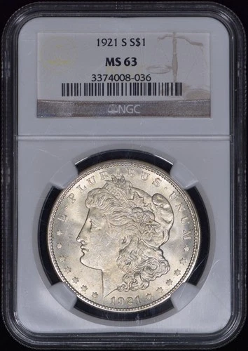 1921-S Morgan Silver Dollar $1 NGC MS63
