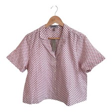 J Crew Womens Linen Cotton Blend Cropped Pajama Top in Ditsy Floral Women Sz M