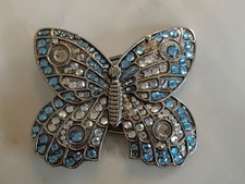 1990s vintage BUTTERFLY belt buckle RHINESTONE western STUDDED lisa frank y2k