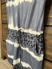 Women's Black/Grey Animal Print Dress with Pockets and Draw String at Waist