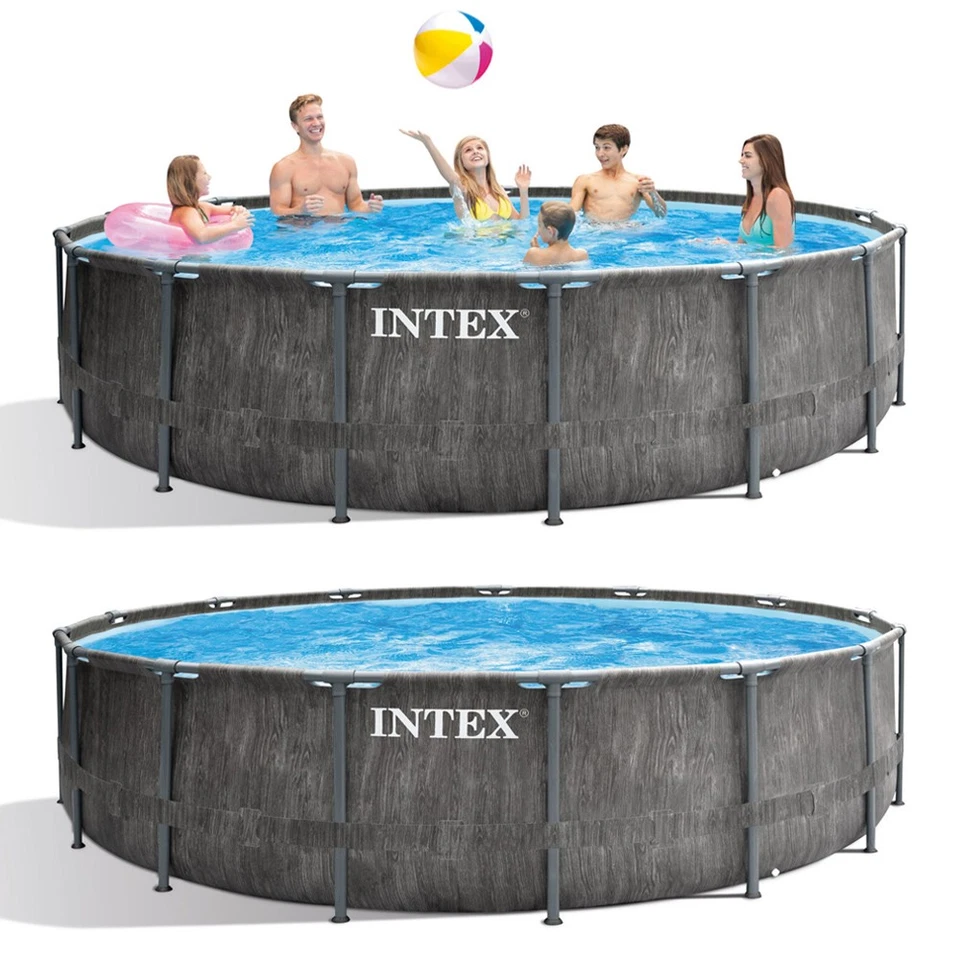 INTEX Komplettset Frame Pool Greywood Ø 457x122cm Filterpumpe Swimmingpool - Bild 2 von 4