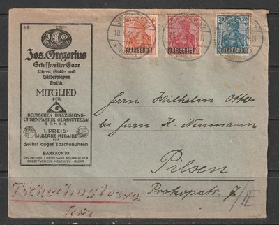 (A942) Germany - 1922 10, 30 & 40pf Stamps Overprinted SAARGEBIET on Cover - Image 1 of 2