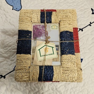 Woven Rattan Natural Fiber Picture Frames Set of 2 for 4 x 6  Photos Frame 9 x 7