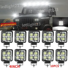 10Pcs 200W LED Work Light Truck OffRoad Tractor Flood Lamp 12V-24V Square 4inch