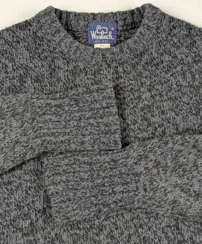 Vintage Woolrich Sweater Mens M Gray Wool Knit Crewneck Long Sleeve Pullover 90s - Image 3 of 4