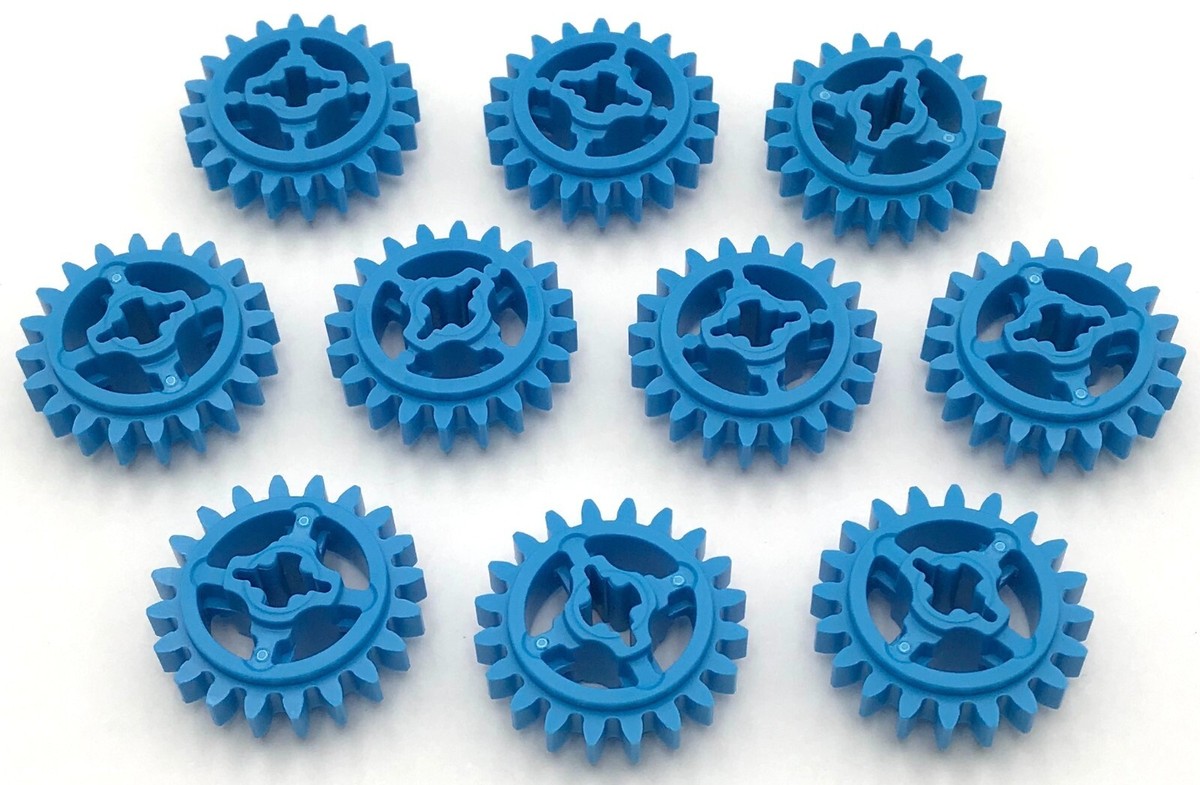 Lego 10 New Dark Azure Technic Gears 20 Tooth Parts | eBay