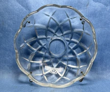 Vintage 4" Crystal Glass Round Lamp Prism Chandelier Bobeche w/ 4 Brass Pins