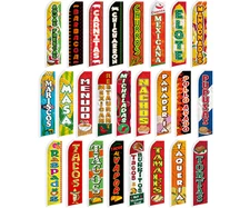 Mexican Food Advertising Flutter Feather Flag Swooper Banner Tacos Menudo Tamale