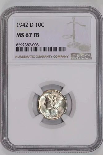 1942-D MERCURY DIME NGC MS67 FB