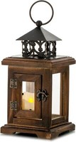 Holz Laterne 23Cm Braun Vintage KerzenstäNder Windlicht Rustikal