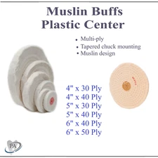 Dental Lab WHITE MUSLIN BUFF POLISHING BUFFING WHEEL 4" x 30 Ply 6" x 40 Ply 5Pk