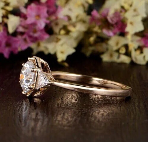 3.60 Ct Round Cut White Diamond Lab-Created Wedding Ring 14K Rose Gold Finish - Picture 7 of 7