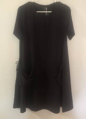 COS Black Cotton Blend Knit SS A-line Dress Size M NWT | eBay